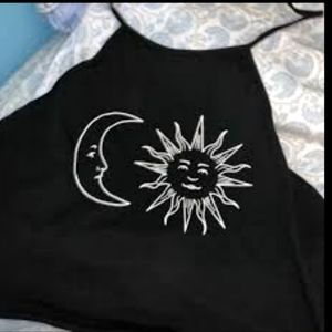 Shein celestial sun moon halter crop top